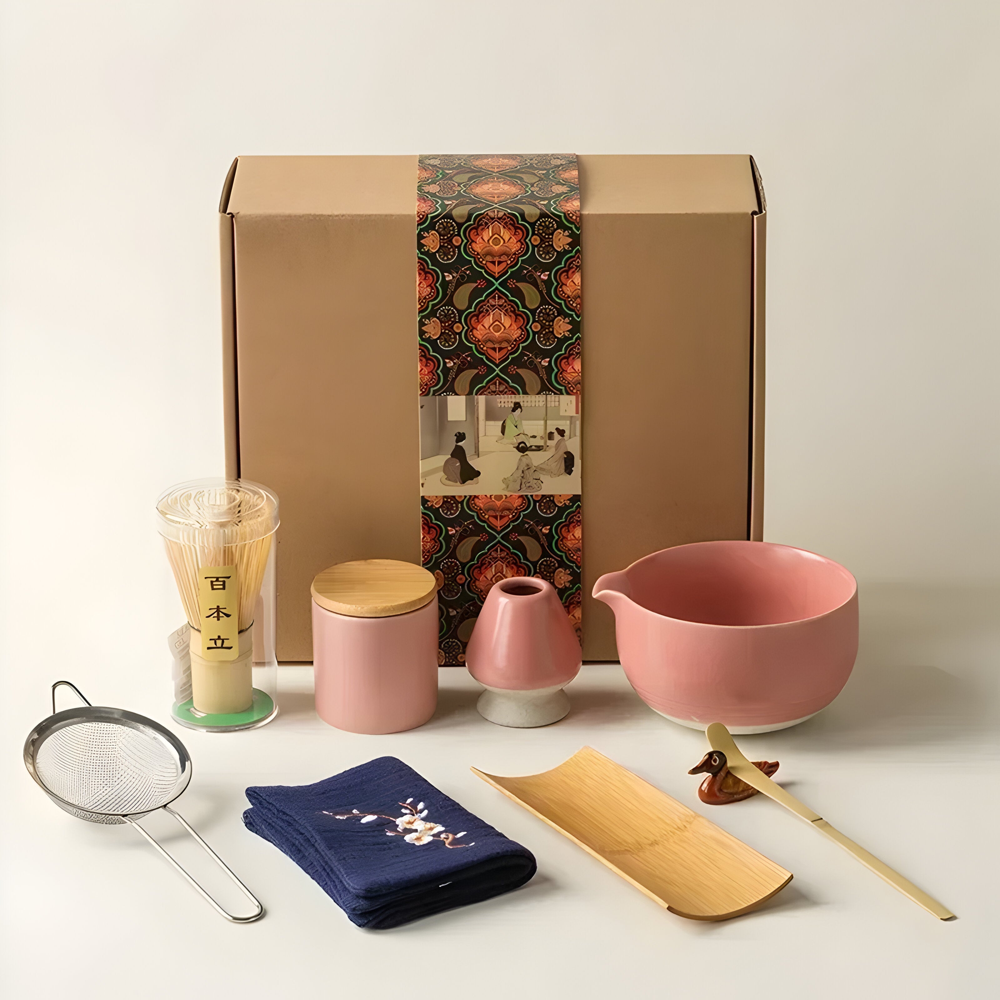 Matcha-Set Keramik – Traditionelles Zubehör für japanische Teezeremonien - Rosa - Matcha-Set