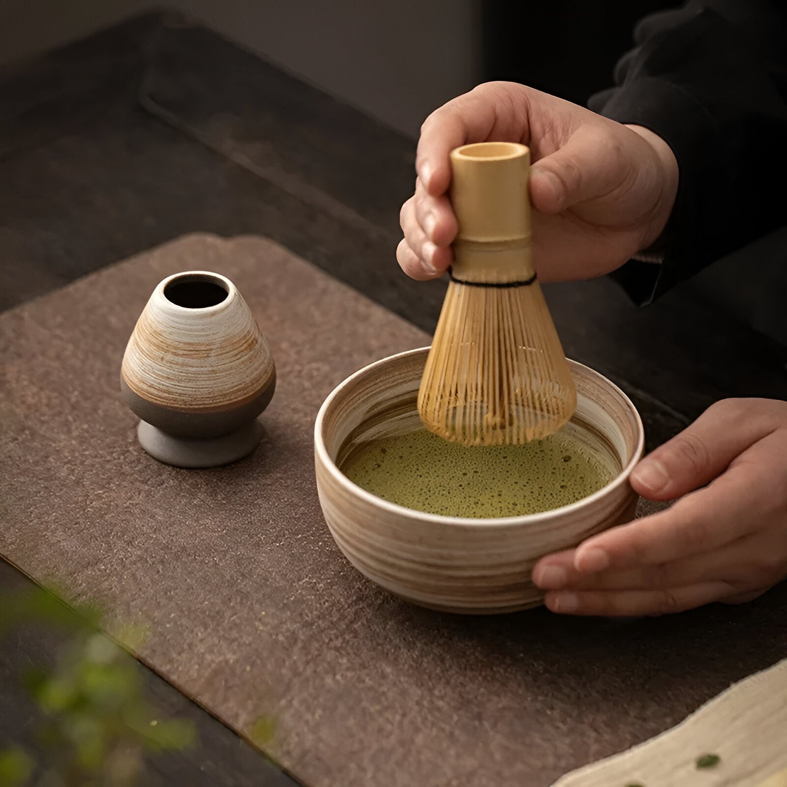 Matcha Tee-Set – 4-teilig mit Bambusbesen | Für traditionelle Teezeremonie - Matcha-Set