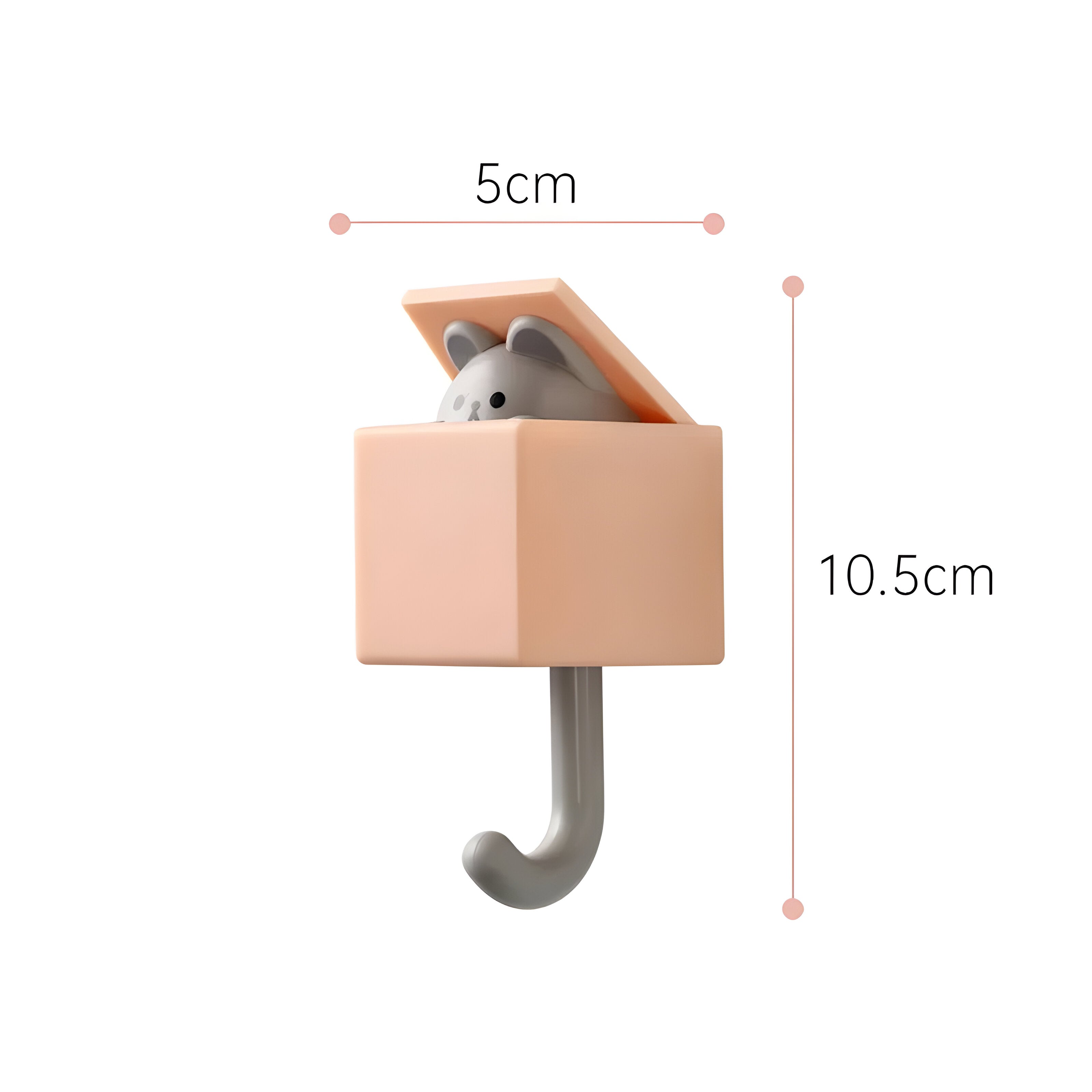 MeowGrip Haken – Selbstklebende Tier-Wandhaken für Schlüssel - Orangefarbene Maus - Wandhaken