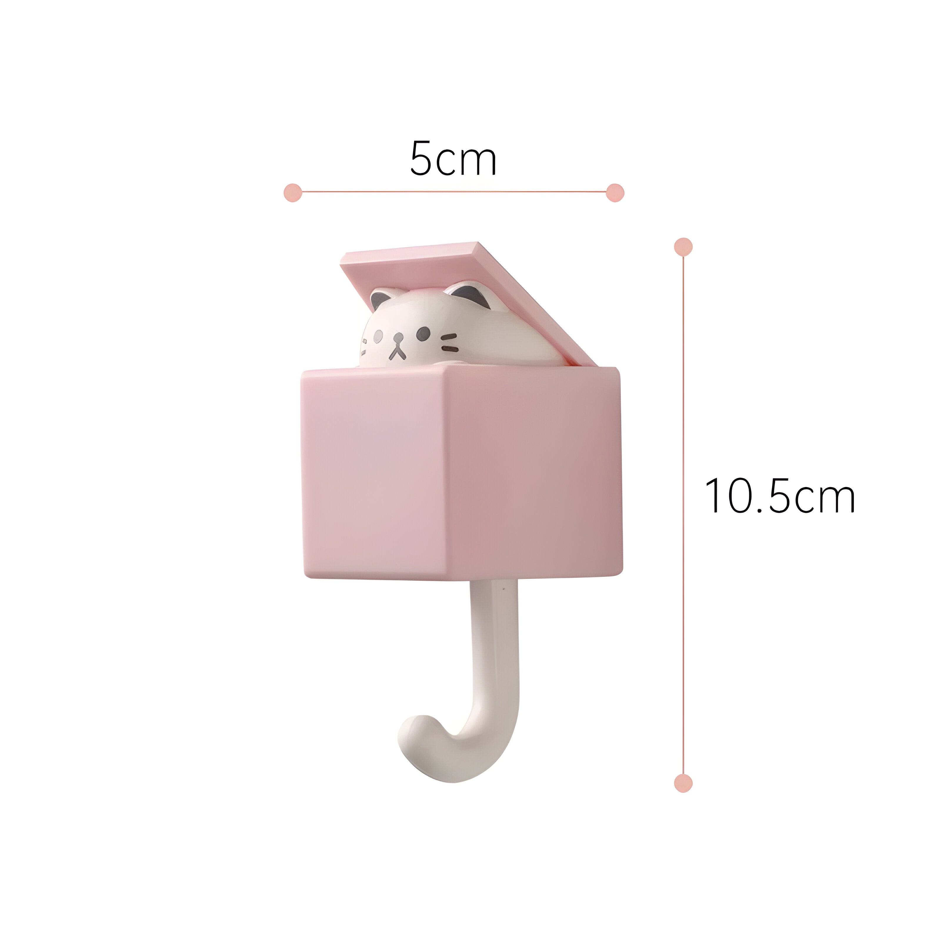 MeowGrip Haken – Selbstklebende Tier-Wandhaken für Schlüssel - Rosa Katze - Wandhaken