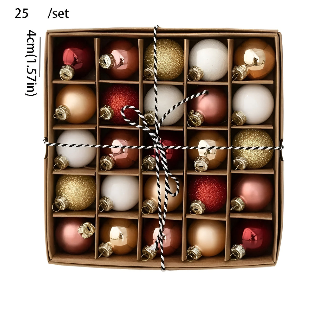Mini-Glaskugeln Weihnachten – 25er Set Handgefertigte Dekoanhänger | Perfekt für Weihnachtsbaum & Geschenke - Saisonale