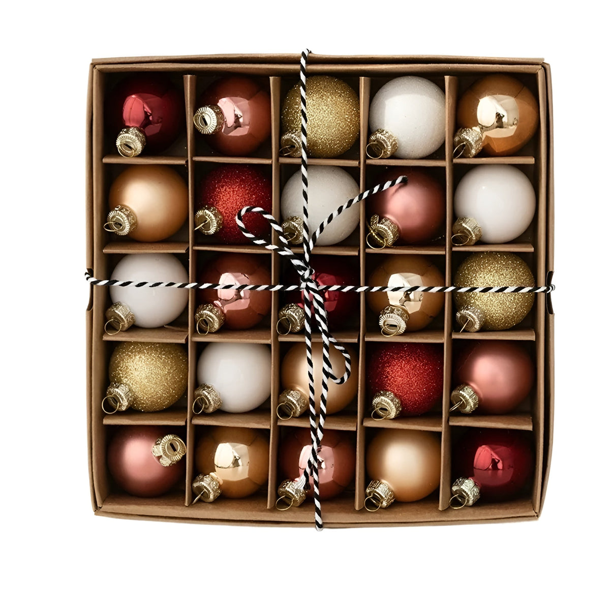 Mini-Glaskugeln Weihnachten – 25er Set Handgefertigte Dekoanhänger | Perfekt für Weihnachtsbaum & Geschenke - A