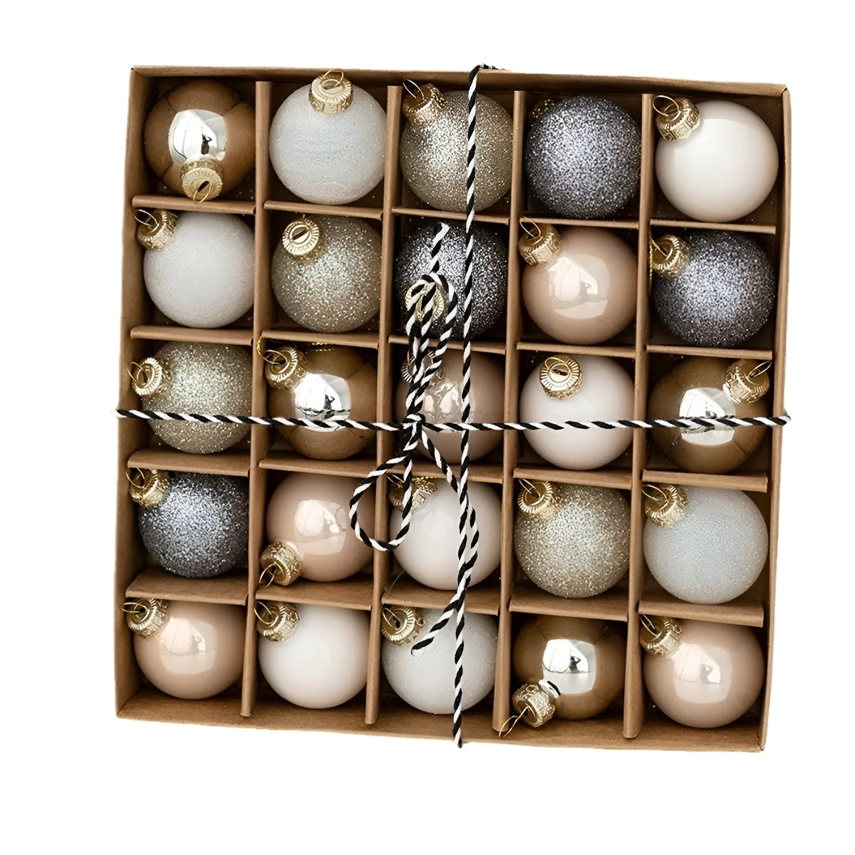 Mini-Glaskugeln Weihnachten – 25er Set Handgefertigte Dekoanhänger | Perfekt für Weihnachtsbaum & Geschenke - B