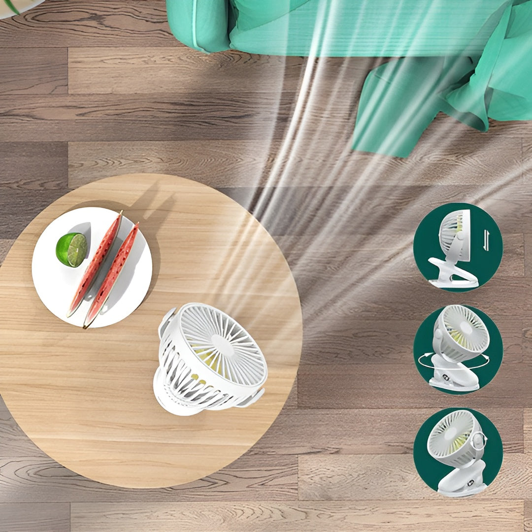Mini-Klemmventilator – USB-Wiederaufladbar für Schreibtisch & Kinderwagen - Tischventilator