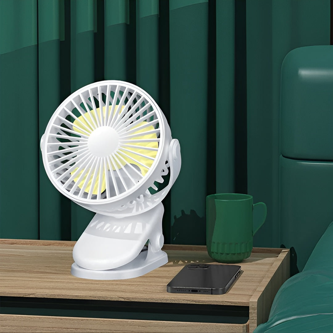 Mini-Klemmventilator – USB-Wiederaufladbar für Schreibtisch & Kinderwagen - Tischventilator