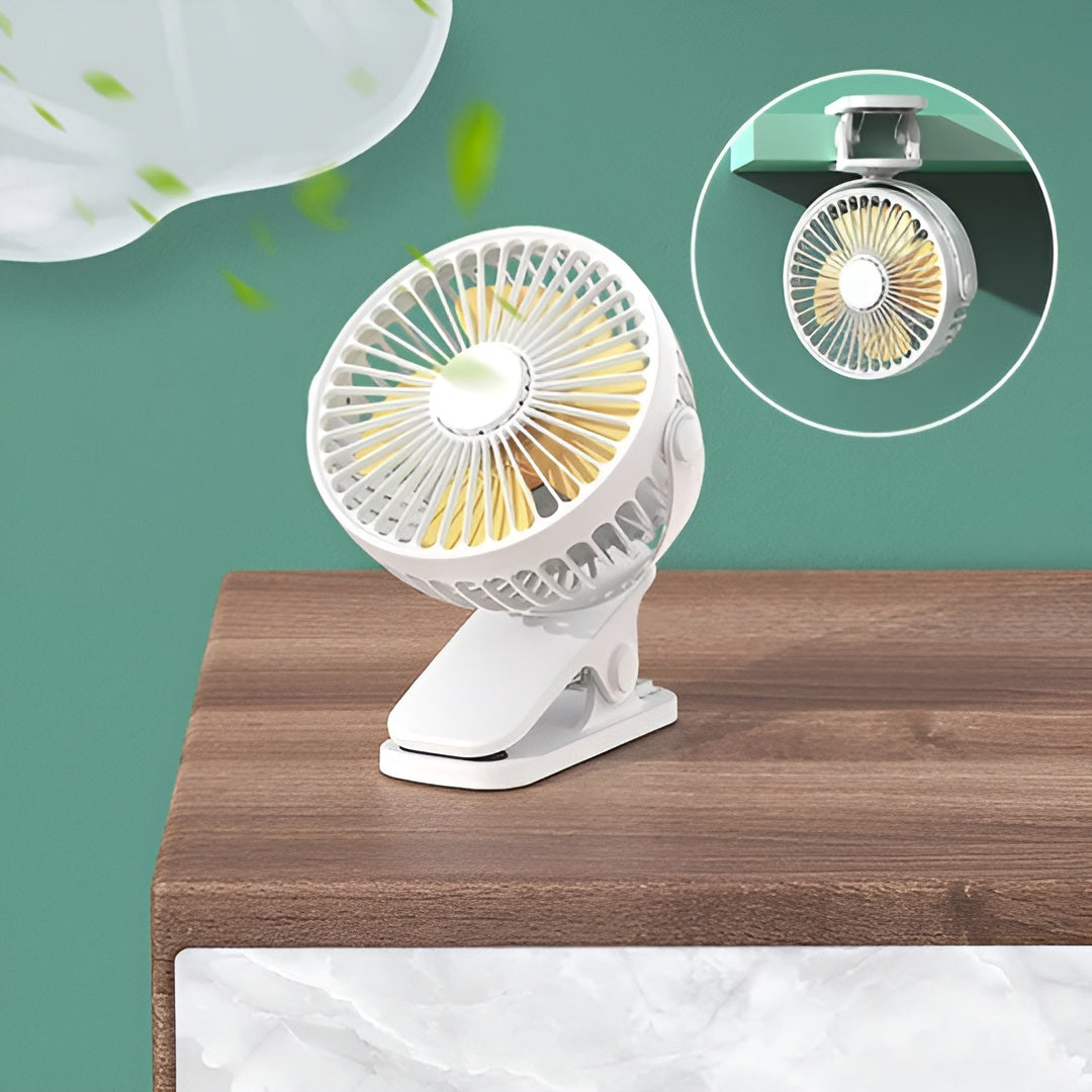 Mini-Klemmventilator – USB-Wiederaufladbar für Schreibtisch & Kinderwagen - Tischventilator
