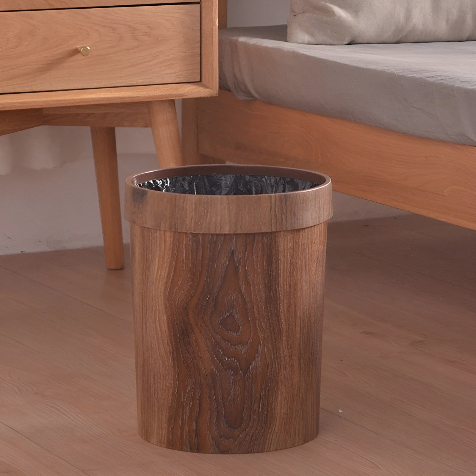 Minimalistischer Holz-Mülleimer – Stilvoller Design-Abfalleimer für moderne Wohnräume - Mülltonne