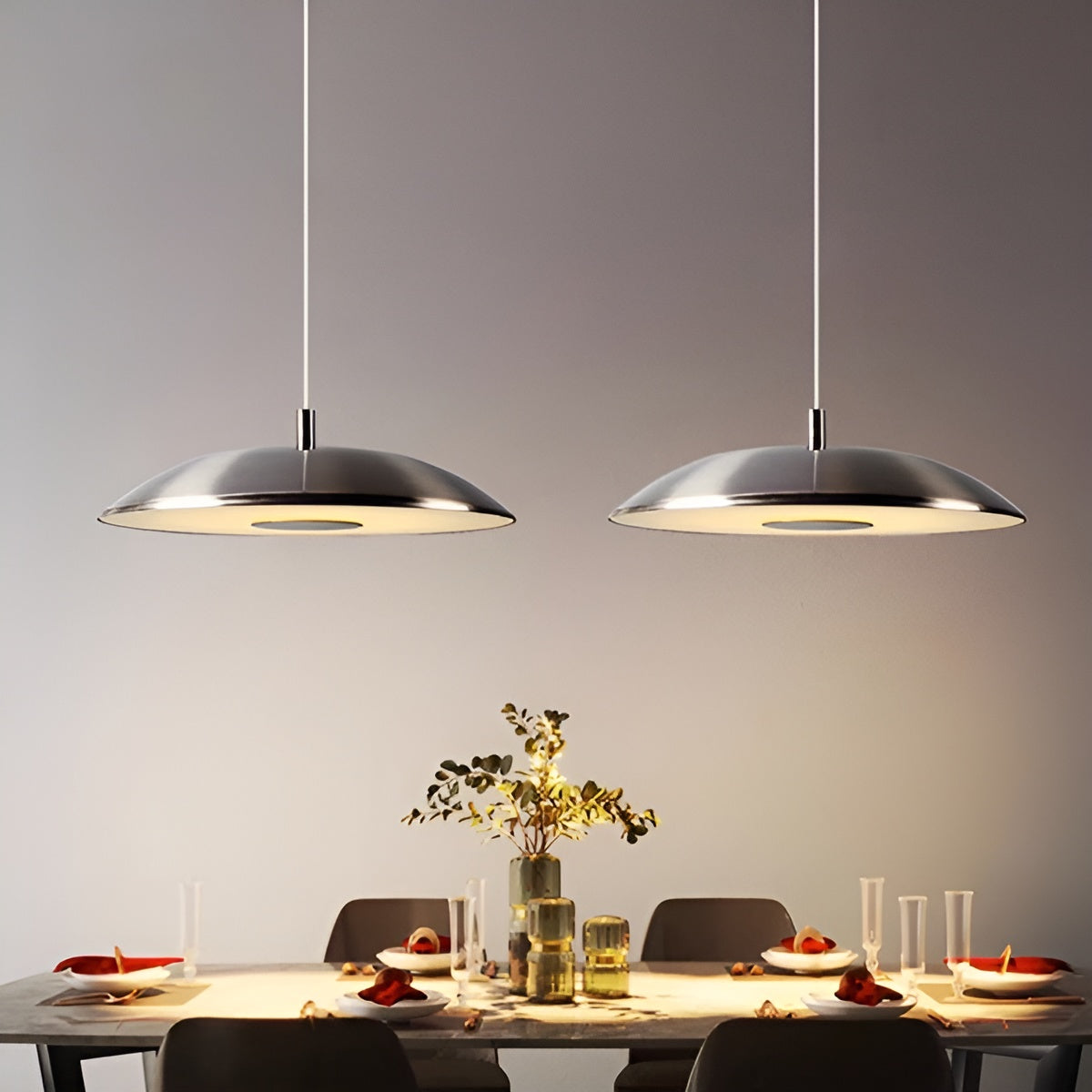 Moderna lampada a sospensione LED in ferro e nichel – Decorativa & Luce Calda | Ideale per la casa - Lampada a sospensione
