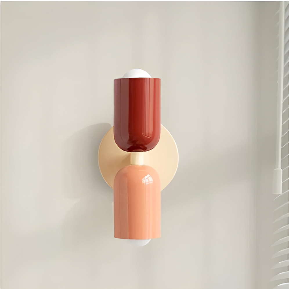 Moderne Wandleuchte mit doppelseitigem Vintage-Design - Rot/Lachs/Beige / 12 cm x 20 cm - Wandleuchte