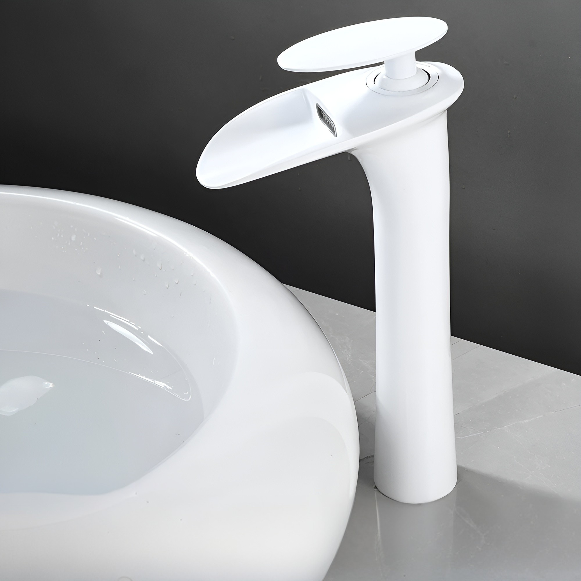 Moderne Waschtischarmaturen – Elegante Wasserfallarmatur | Hochwertiger Einhebelmischer - Weiß - Waschtischarmaturen
