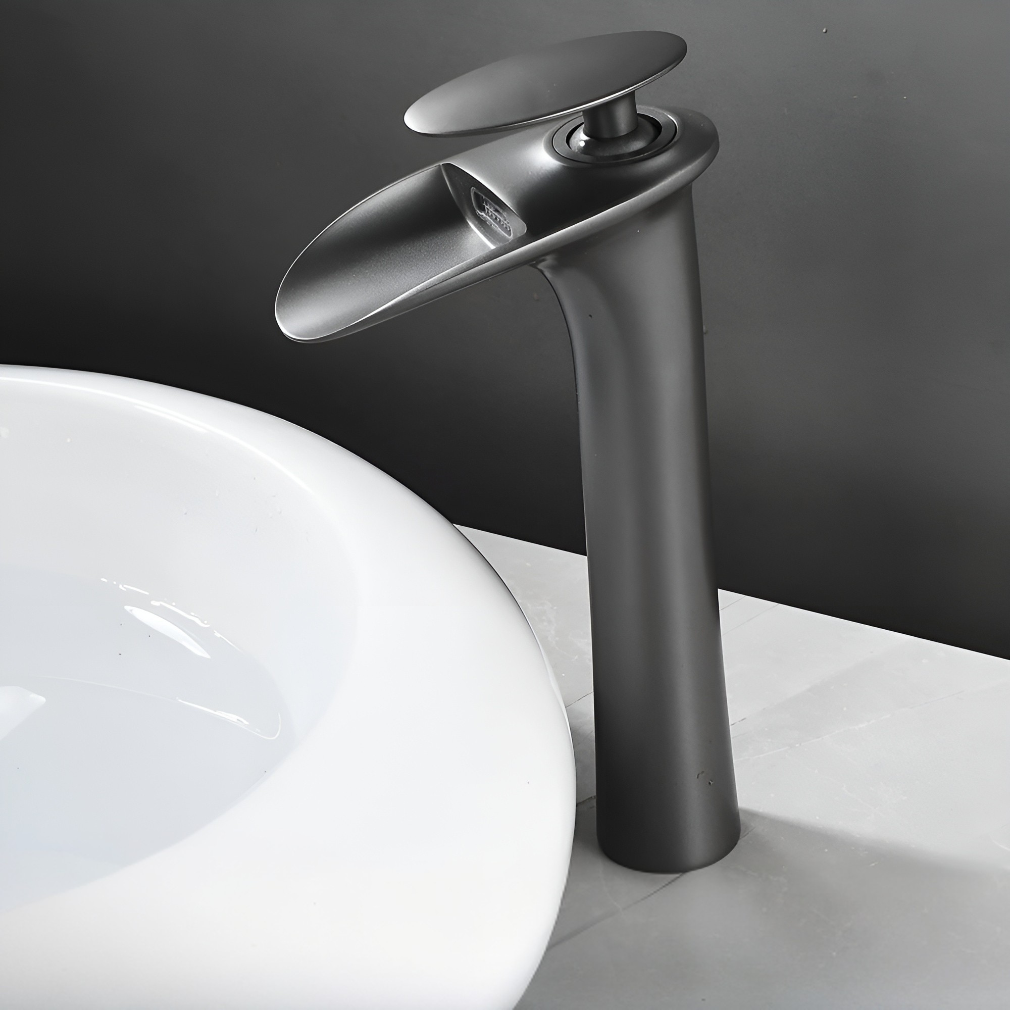 Moderne Waschtischarmaturen – Elegante Wasserfallarmatur | Hochwertiger Einhebelmischer - Grau - Waschtischarmaturen