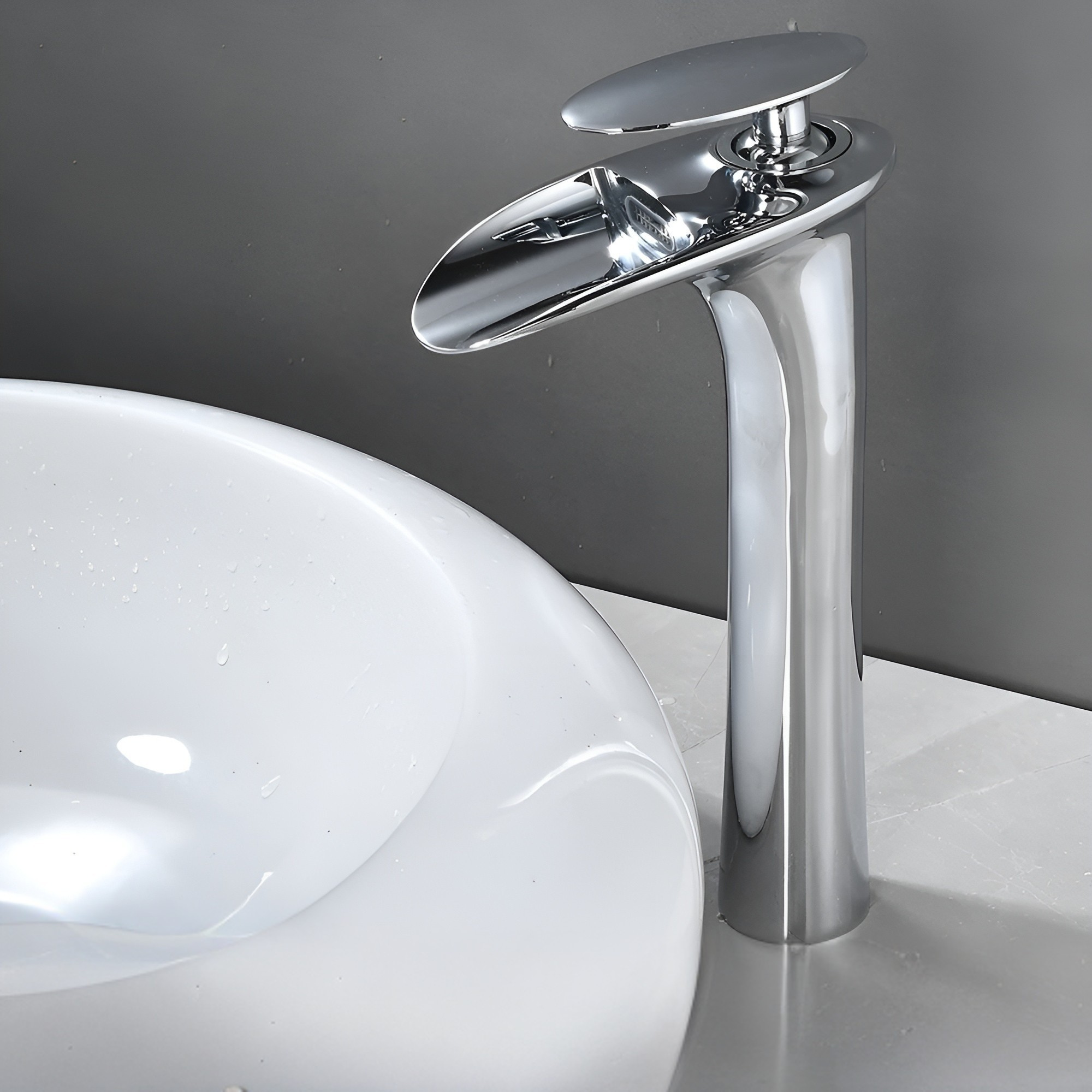 Moderne Waschtischarmaturen – Elegante Wasserfallarmatur | Hochwertiger Einhebelmischer - Chrom - Waschtischarmaturen