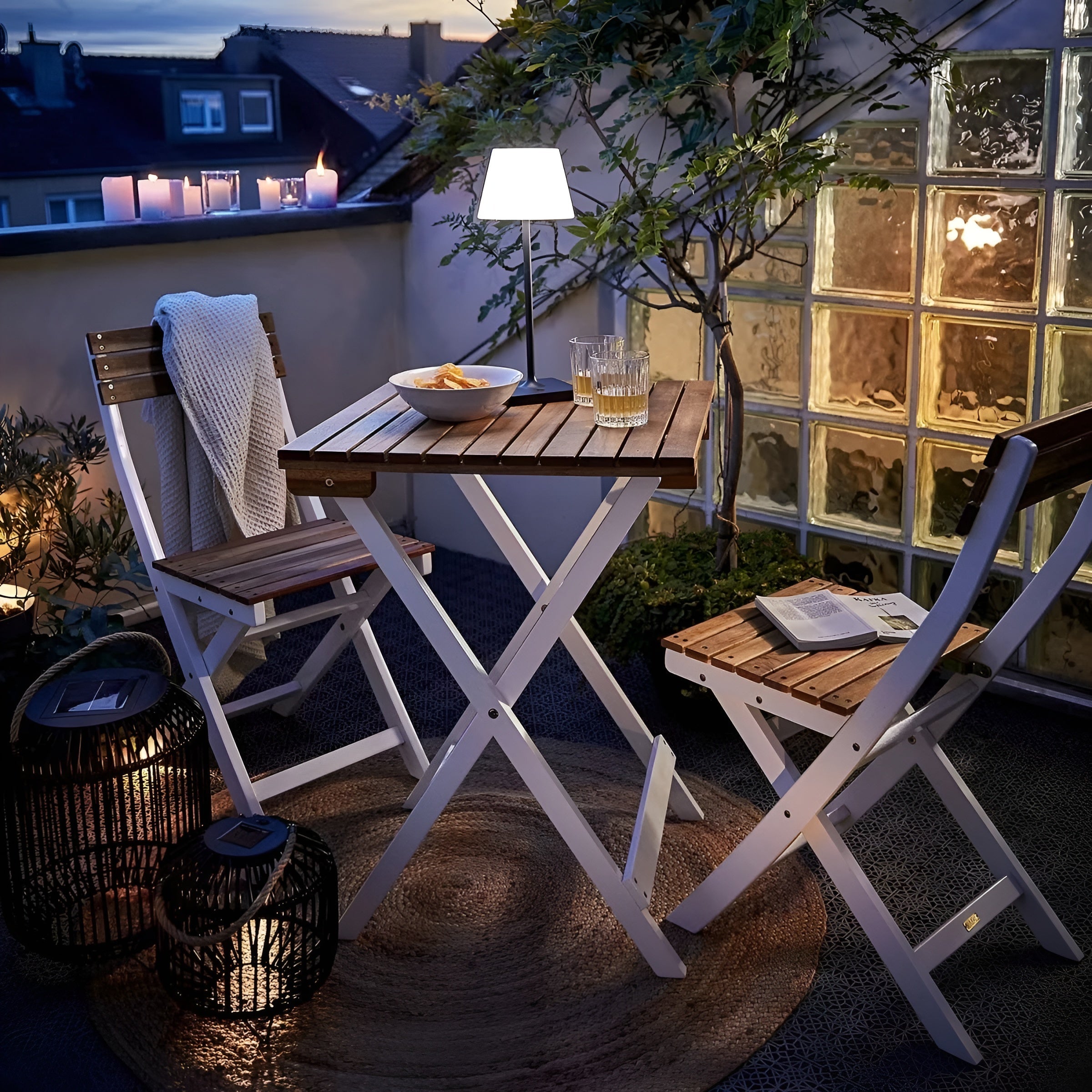 Morning Star Gartenmöbel-Set 3-teilig – Klappbar Massives Akazienholz Bistro-Set - Braun - Gartenmöbel-Set