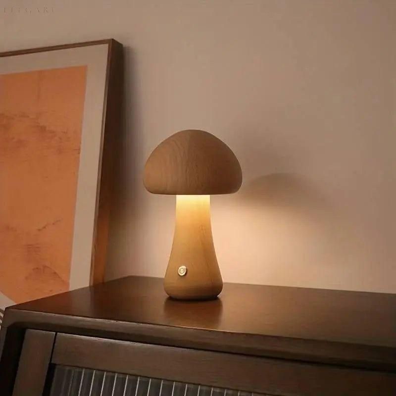 Mushroom Lamp - Pilz Nachttischleuchte - Buche / B - Tischlampe