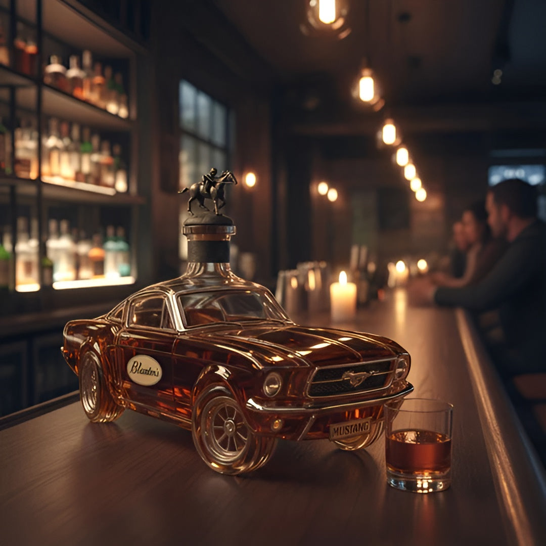 Mustang Whiskey-Dekanter aus Glas – Edle Karaffe im Sportwagen-Design - Dekanter