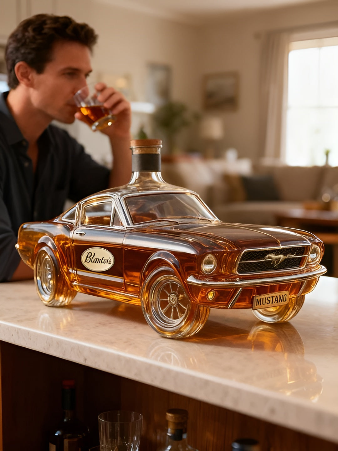 Mustang Whiskey-Dekanter aus Glas – Edle Karaffe im Sportwagen-Design - Dekanter