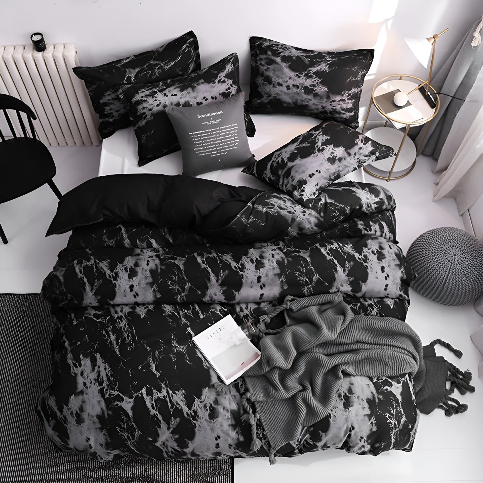 PlushDream Beddings - Luxury Black Bettwäsche Laken - Elegare