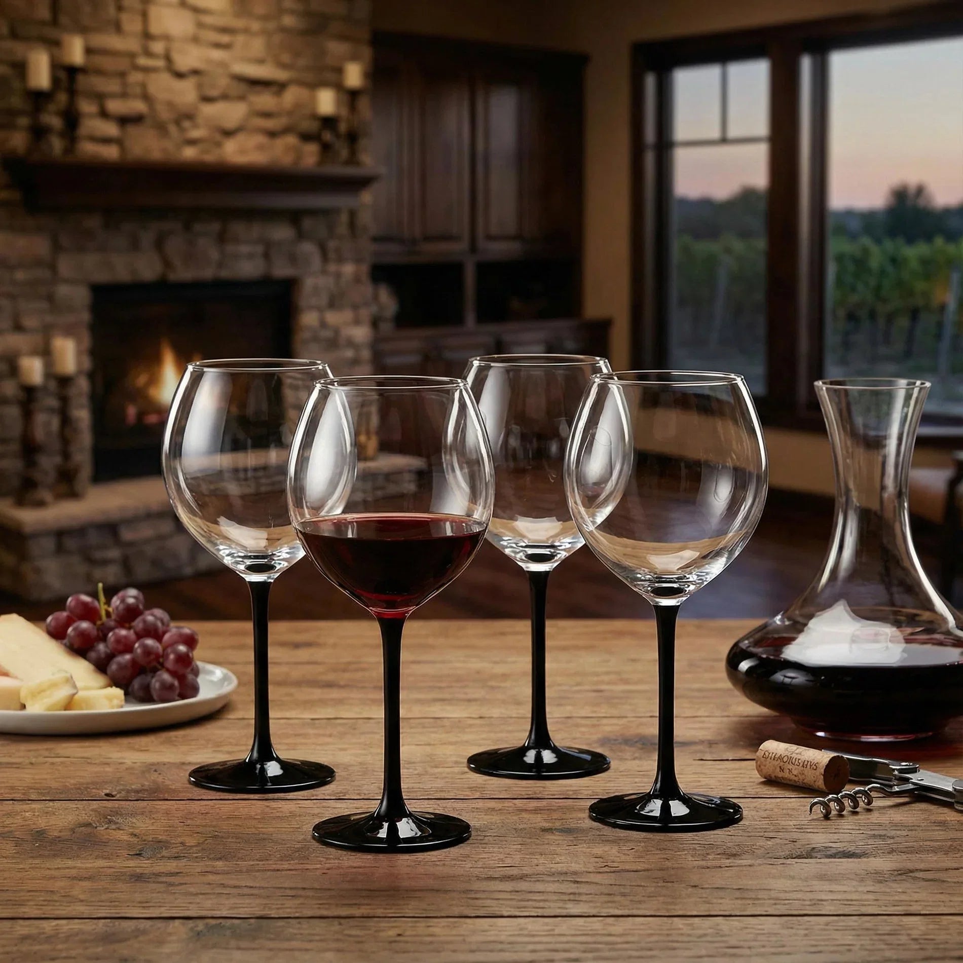 Onyx Weingläser 4er Set – Elegante Trinkgläser für Rotwein & Weißwein - Weinglas