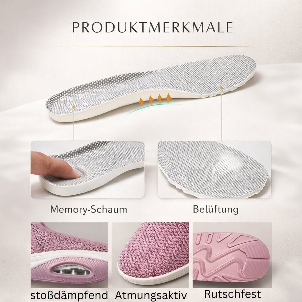 Nahaufnahme der flexiblen Sohle und Dämpfung
