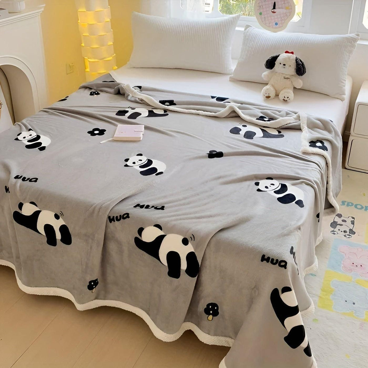 PandaSnug Blanket - Weiche und warme Panda Print Flanell Fleece-Decke - Saisonale Dekoration