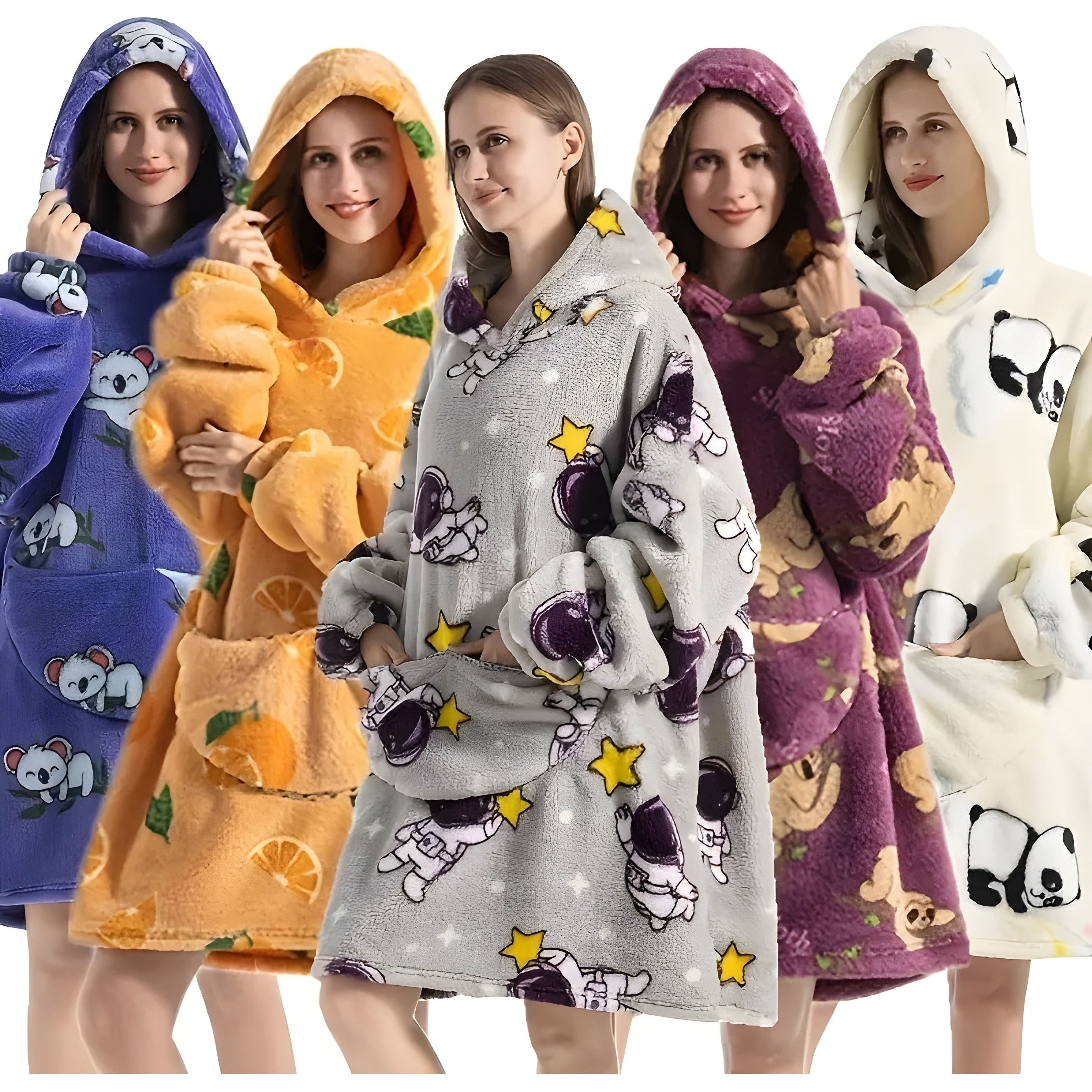 Patrina Kapuzen-Decke- Lässige Fleece-Wende-Decke mit Kapuze - Decke