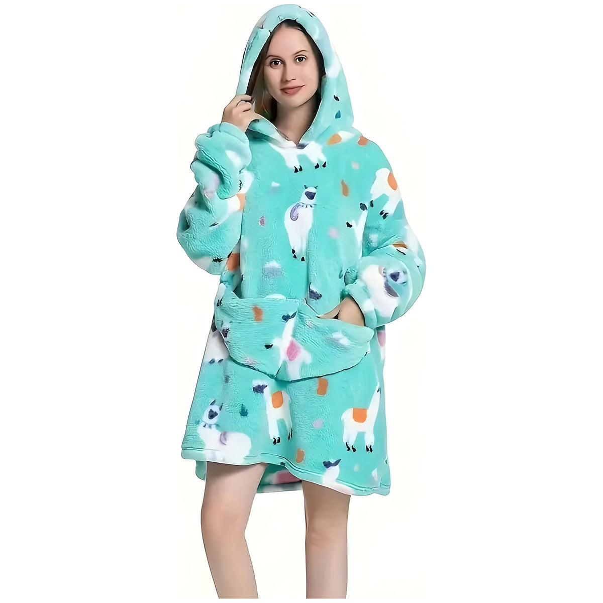 Patrina Kapuzen-Decke- Lässige Fleece-Wende-Decke mit Kapuze - Alpaka / Erwachsene Eine Größe passt für alle - Decke