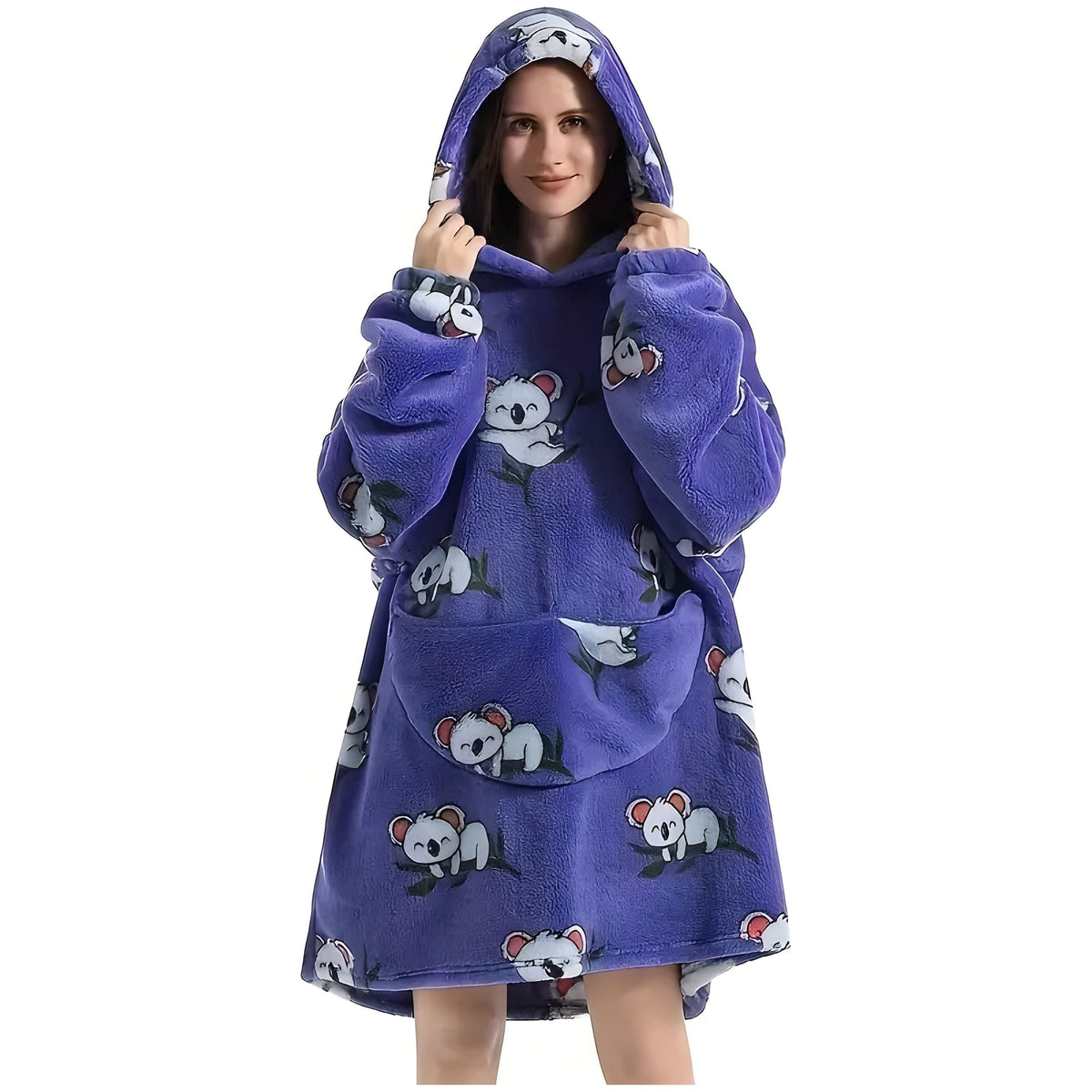 Patrina Kapuzen-Decke- Lässige Fleece-Wende-Decke mit Kapuze - Lila Koala / Erwachsene Eine Größe passt für alle - Decke