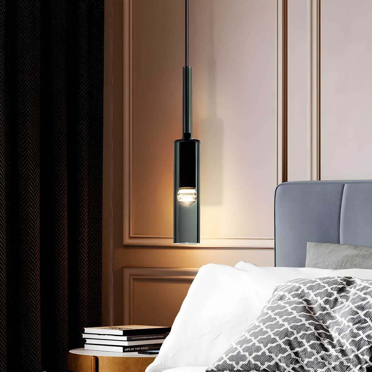 Pendelleuchte aus Rauchglas – Elegantes Design mit funkelnden Lichteffekten | Perfekt für Wohnzimmer - Pendelleuchte