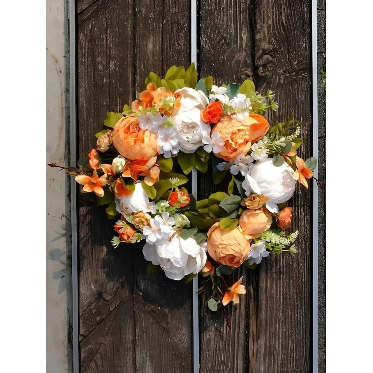 PeonyBloom Wreath - Künstliche Outdoor-Display Herbst Dekor Pfingstrose Kranz - 1 / 40cm - Saisonale Dekoration