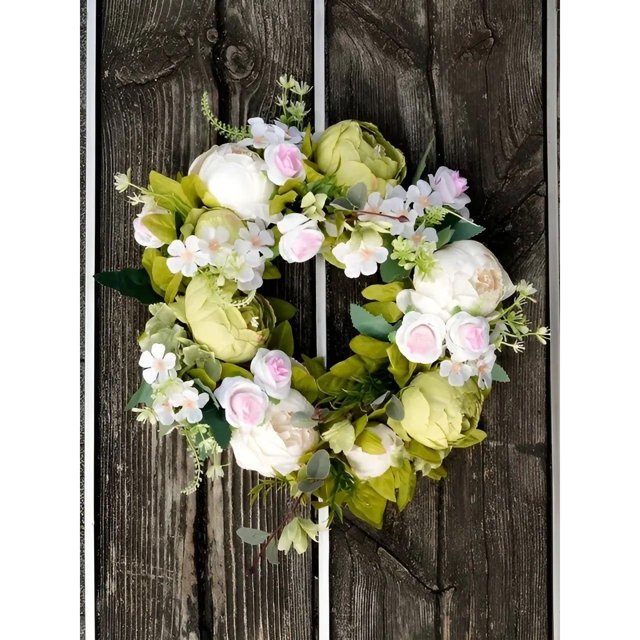 PeonyBloom Wreath - Künstliche Outdoor-Display Herbst Dekor Pfingstrose Kranz - Saisonale Dekoration