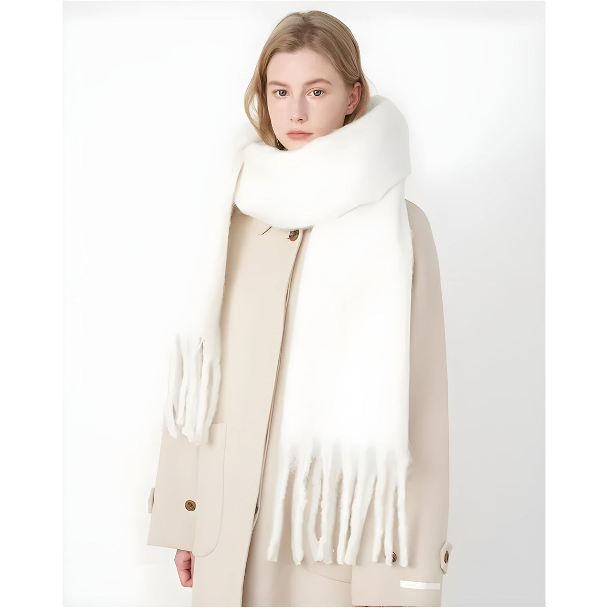 Perdita Schal - Luxus Kaschmir Damen Winterschal - Weiß - Wohnzubehör