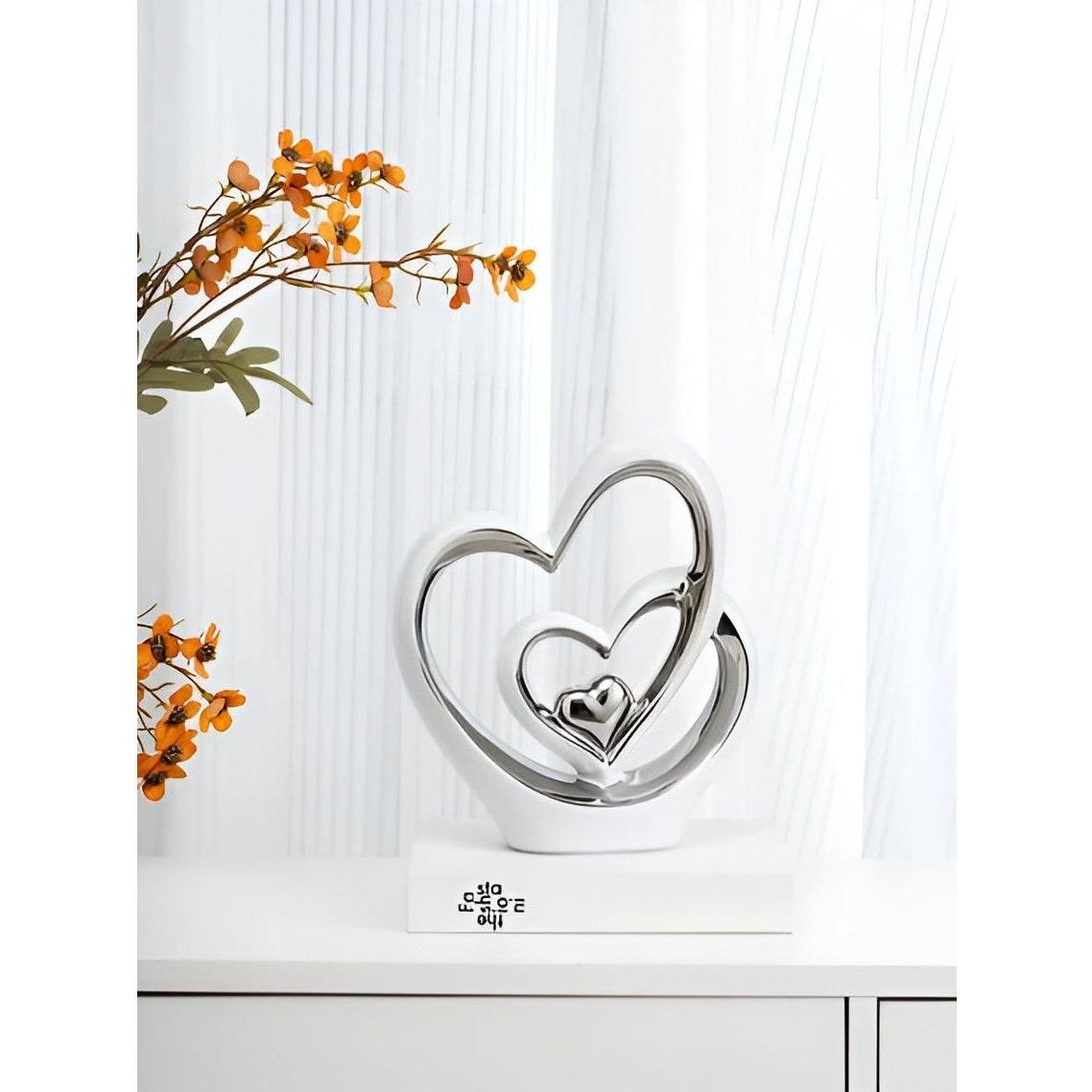 Twin Hearts - Porzellan Doppelherz Dekorationsornament - Elegare