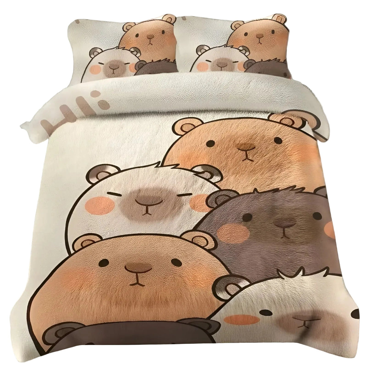 Plüsch-Bettwäsche Set mit Capybara-Motiv – Extra Weich & Warm | 2- oder 3-teilig für Herbst & Winter - Bettwäsche-Set