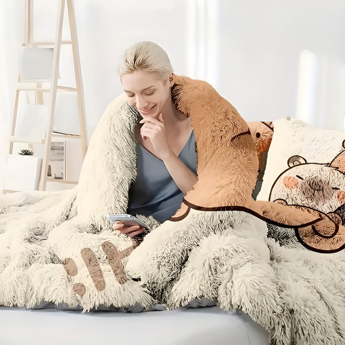 Plüsch-Bettwäsche Set mit Capybara-Motiv – Extra Weich & Warm | 2- oder 3-teilig für Herbst & Winter - Bettwäsche-Set