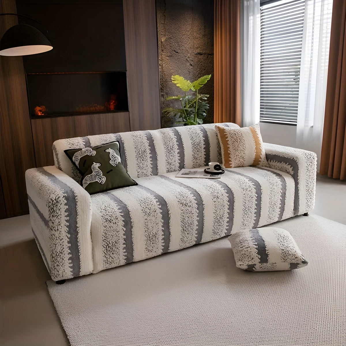 Plüsch-Sofabezug (2 Stück) – Weich warm und dekorativ | Schützt Ihr Sofa stilvoll - Grau / 1 Sitzer (35-55in/90-140cm)