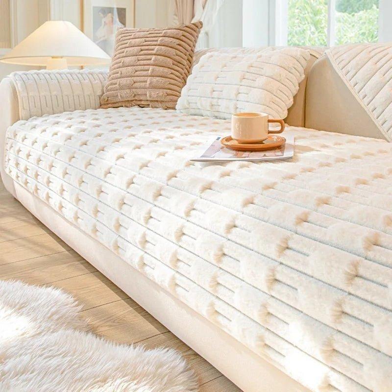 Plush Luxe - Rutschfester Universal Luxus Sofa Bezug - Beige Weiß / 70 x 70cm - Sofabezug