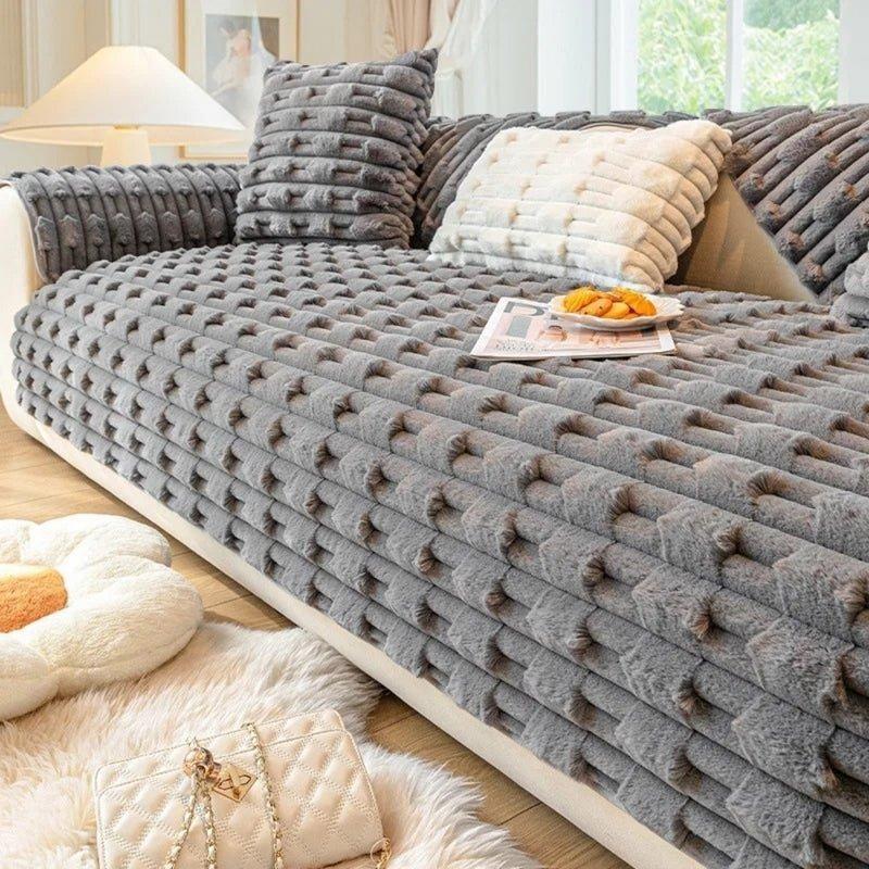 Plush Luxe - Rutschfester Universal Luxus Sofa Bezug - Dunkelgrau / 70 x 70cm - Sofabezug