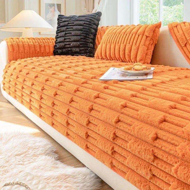 Plush Luxe - Rutschfester Universal Luxus Sofa Bezug - Orange / 70 x 70cm - Sofabezug