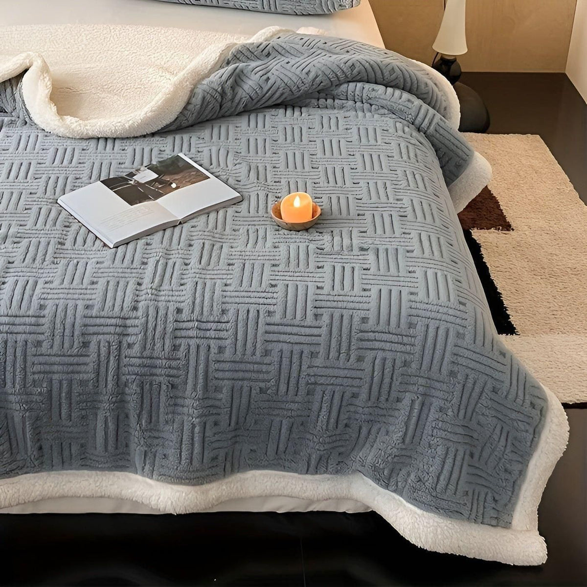 PlushHaven Decke – Beidseitige weiche Plüschdecke für alle Jahreszeiten - Gletscher Grau / 100*150CM - Decke