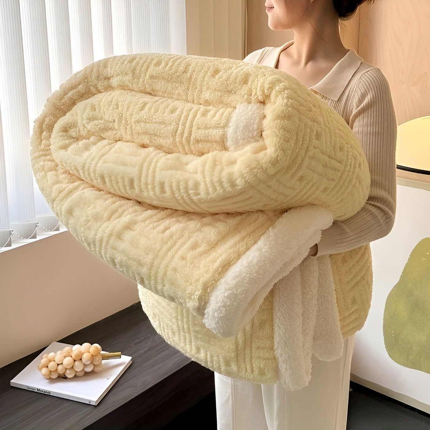 PlushHaven Decke – Beidseitige weiche Plüschdecke für alle Jahreszeiten - Reisduft Gelb / 100*150CM - Decke