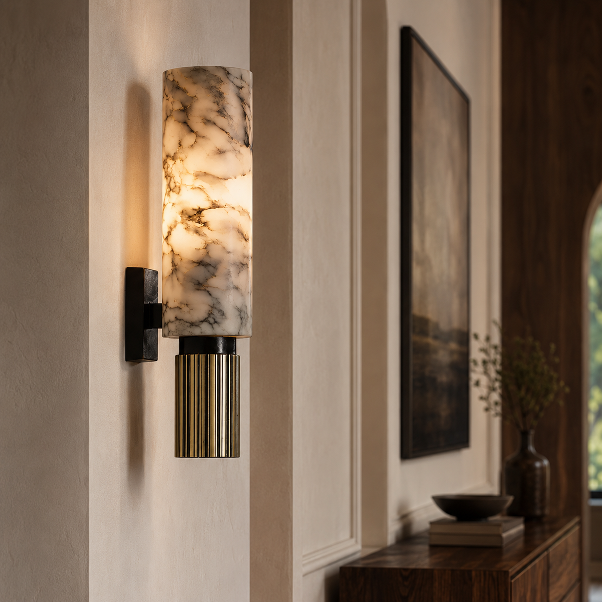 Marmor Wandleuchte – Schmale LED Wandlampe