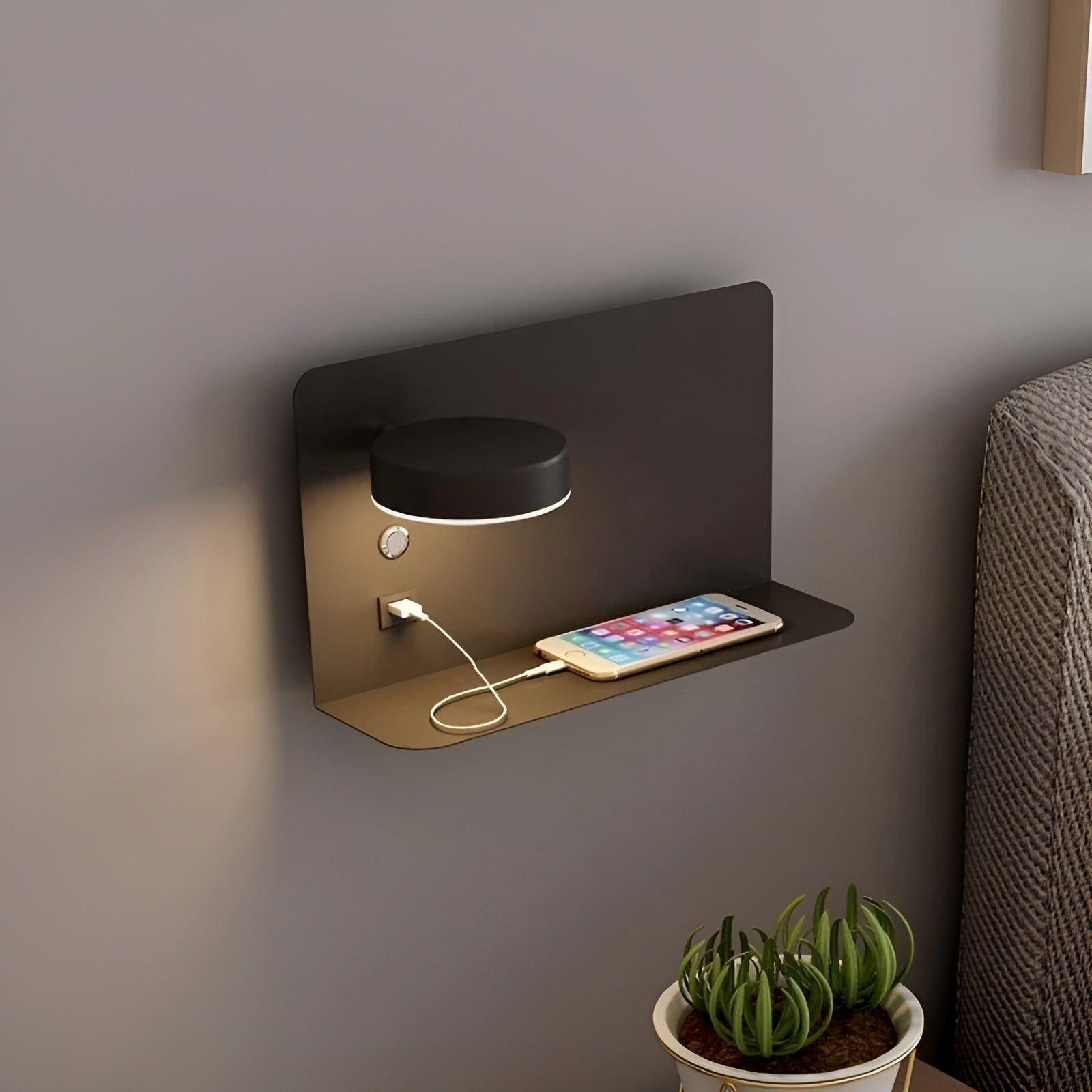 ChargeGlow Light - LED-USB-Ladegerät-Wandleuchte mit Schalter Elegare