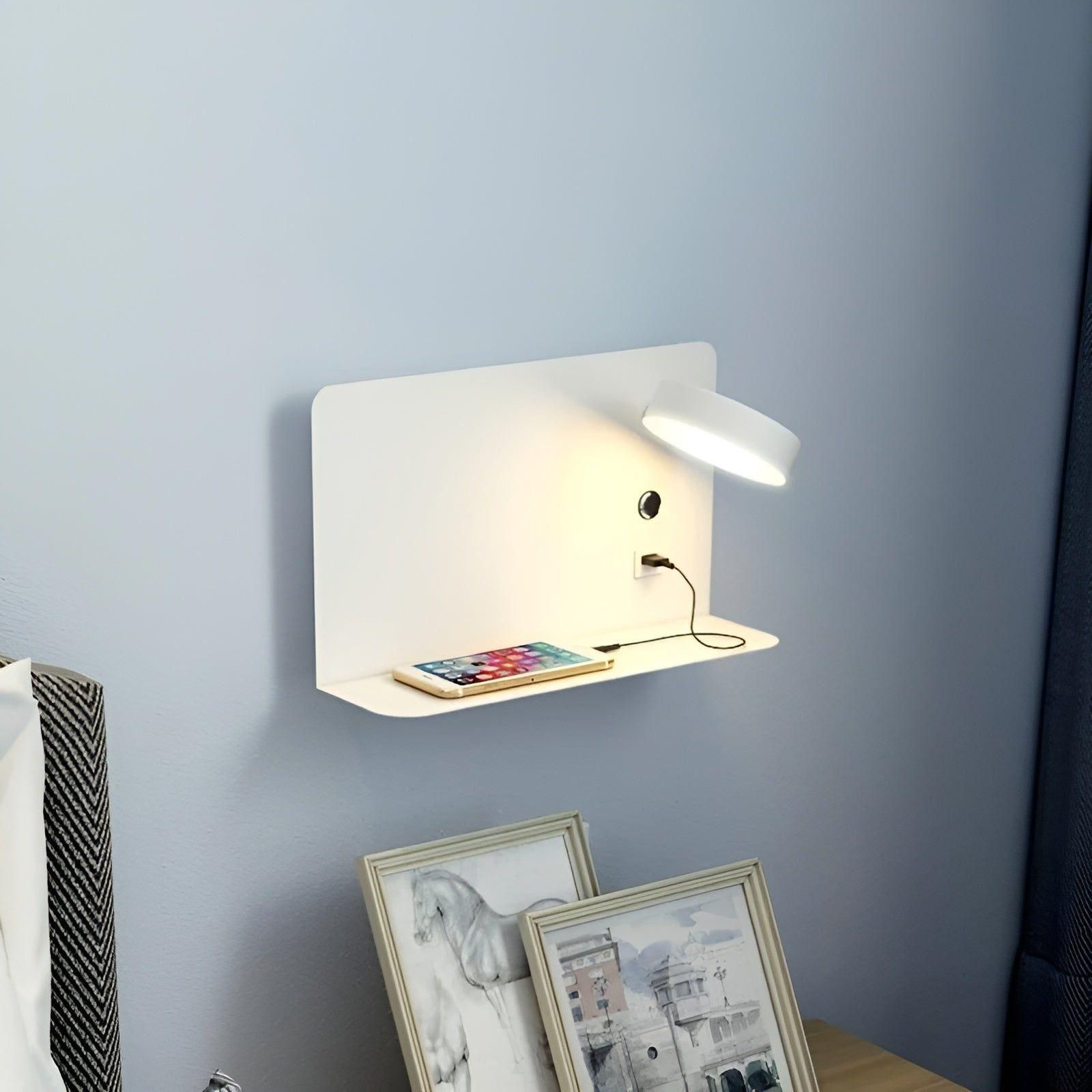 ChargeGlow Light - LED-USB-Ladegerät-Wandleuchte mit Schalter Elegare