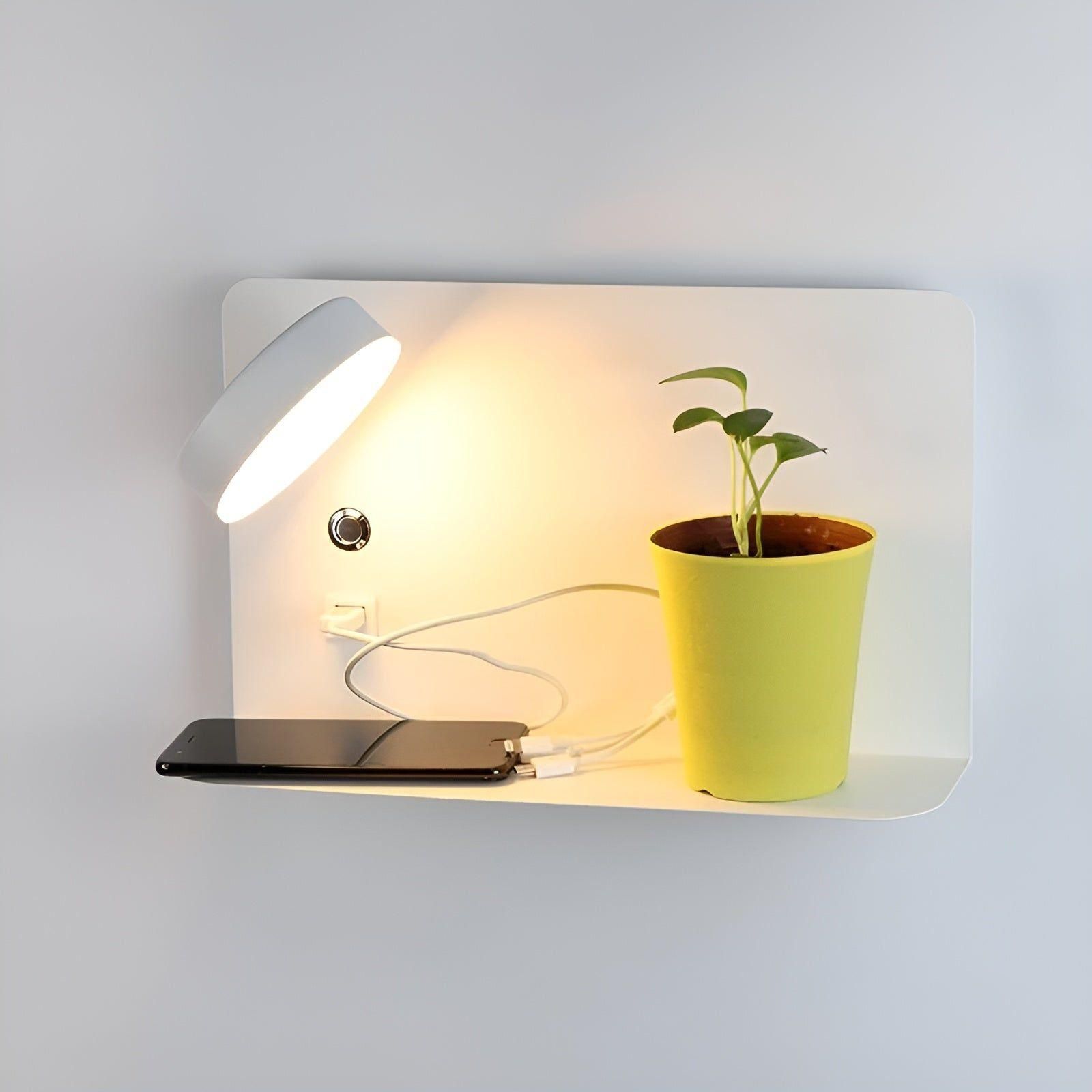 ChargeGlow Light - LED-USB-Ladegerät-Wandleuchte mit Schalter Elegare