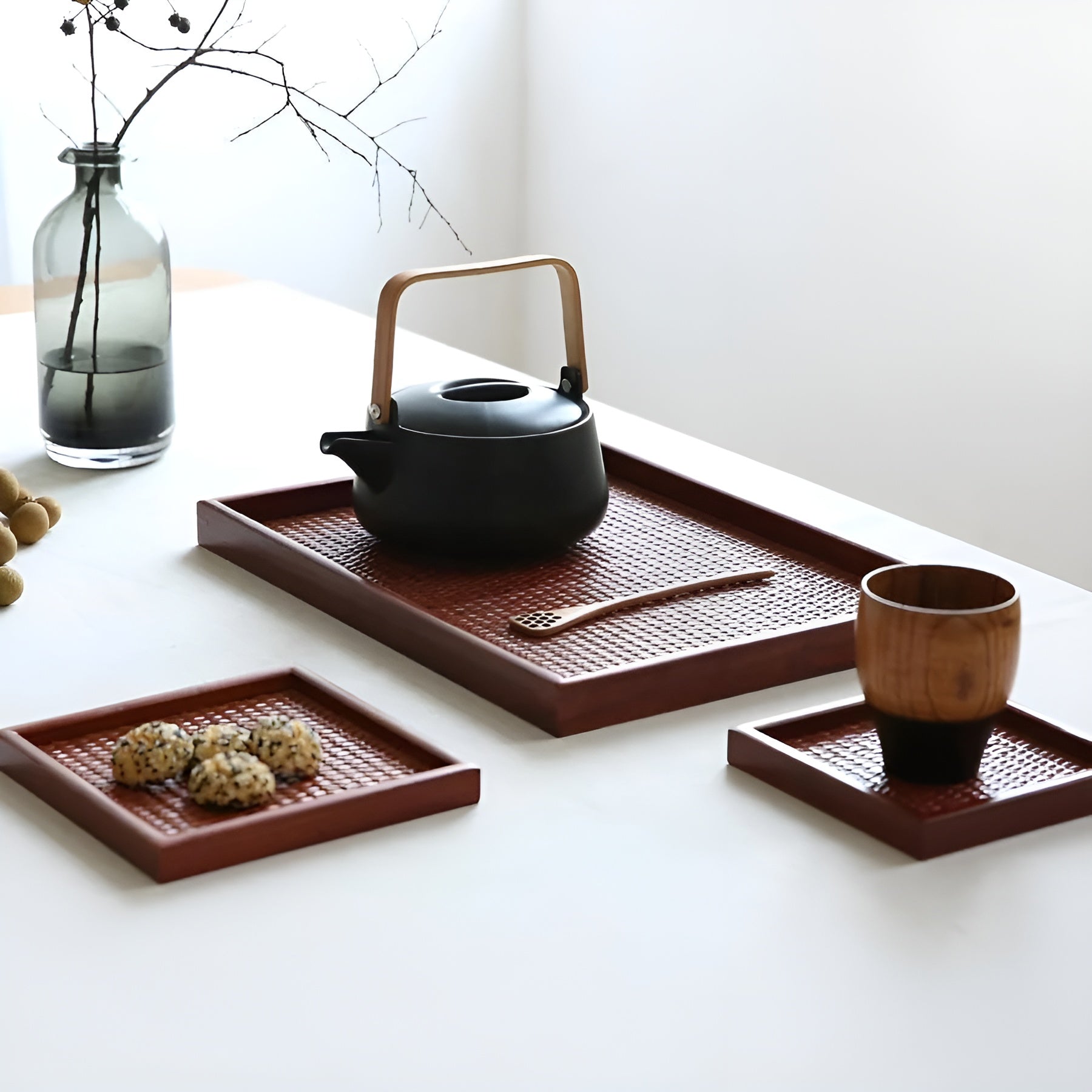 Serviertablett aus Holz – Japanischer stil | Perfekt für Servieren  Teezeremonien