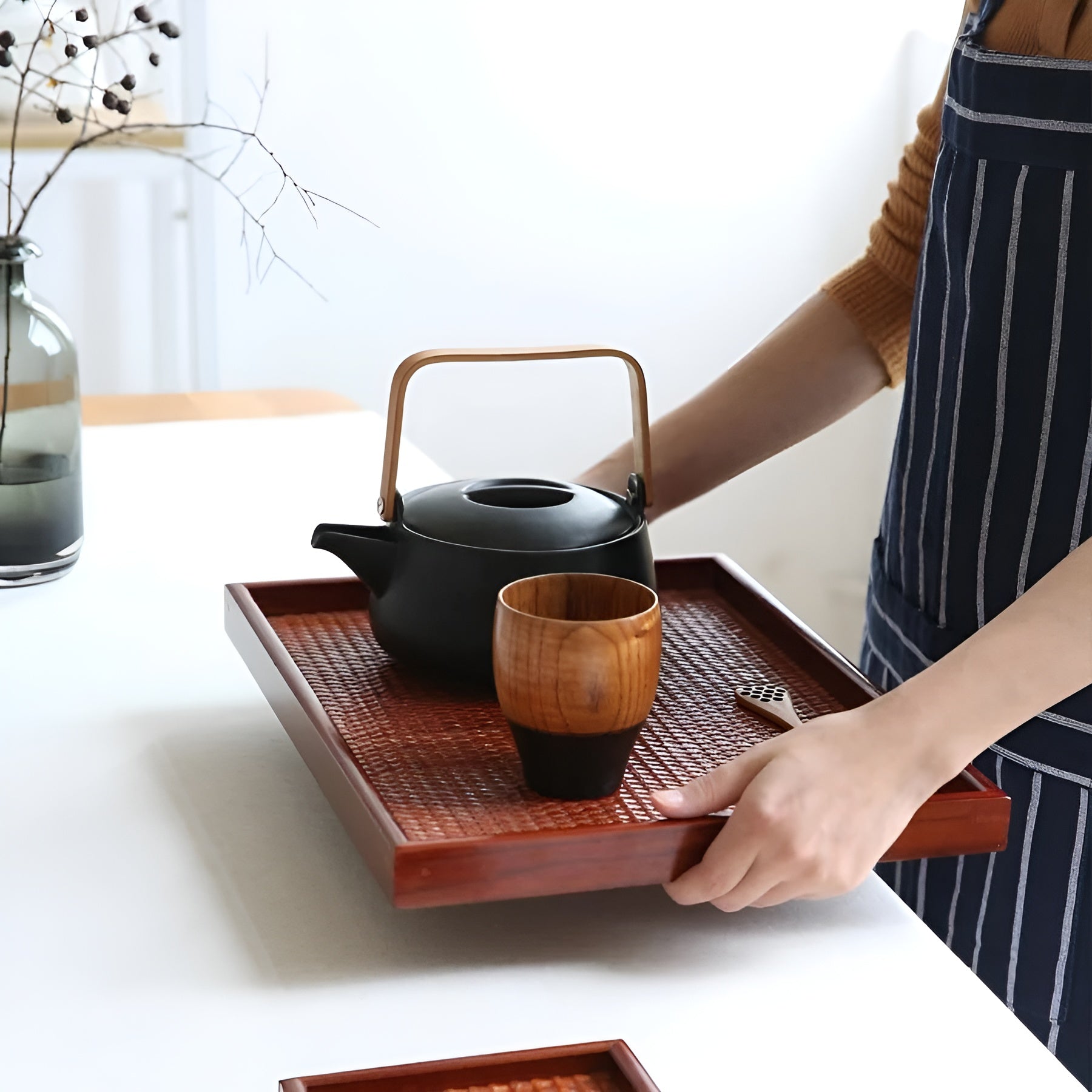 Serviertablett aus Holz – Japanischer stil | Perfekt für Servieren  Teezeremonien