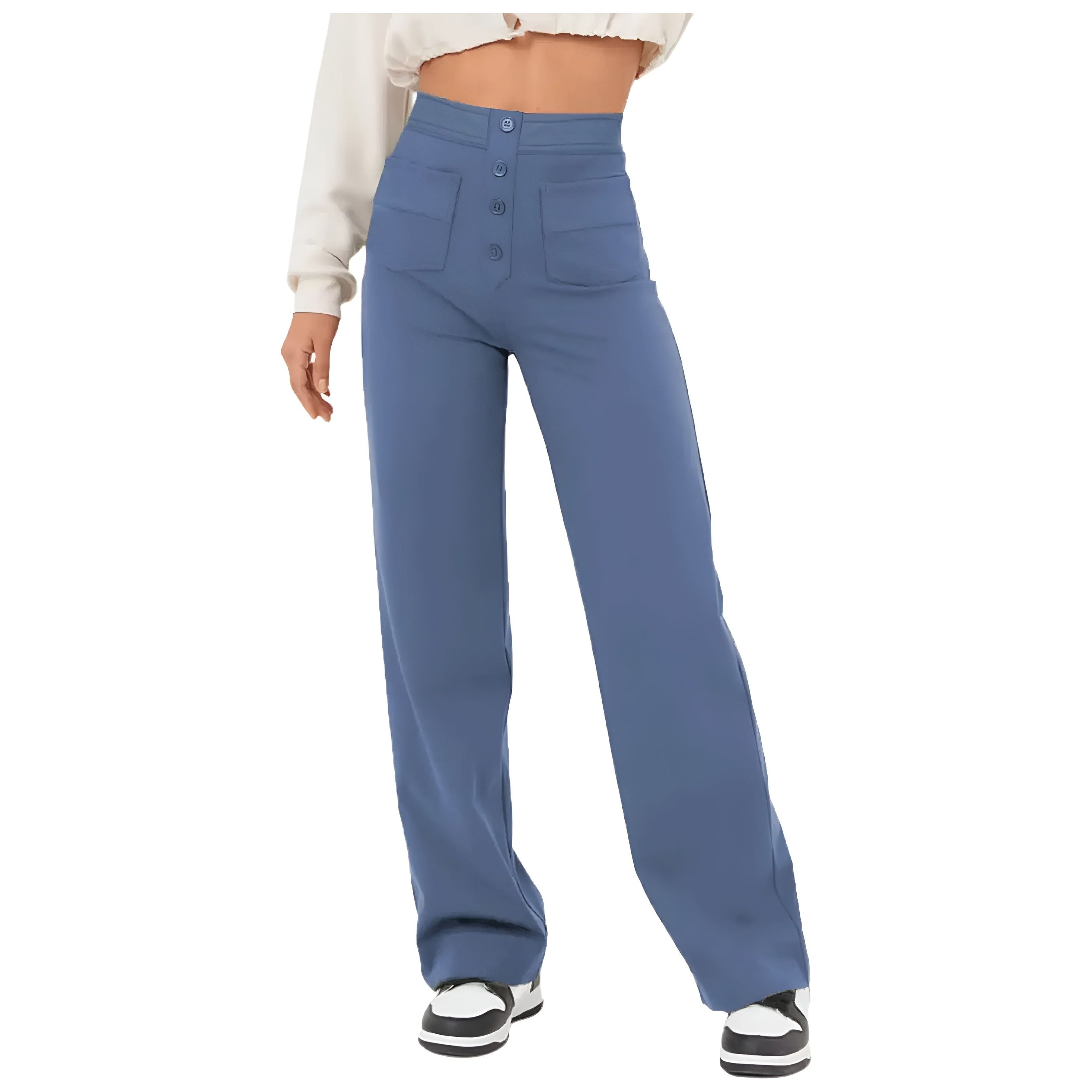 Greta Pants - High Waist Elastische Hose mit weitem Bein Eleganz - Elegare