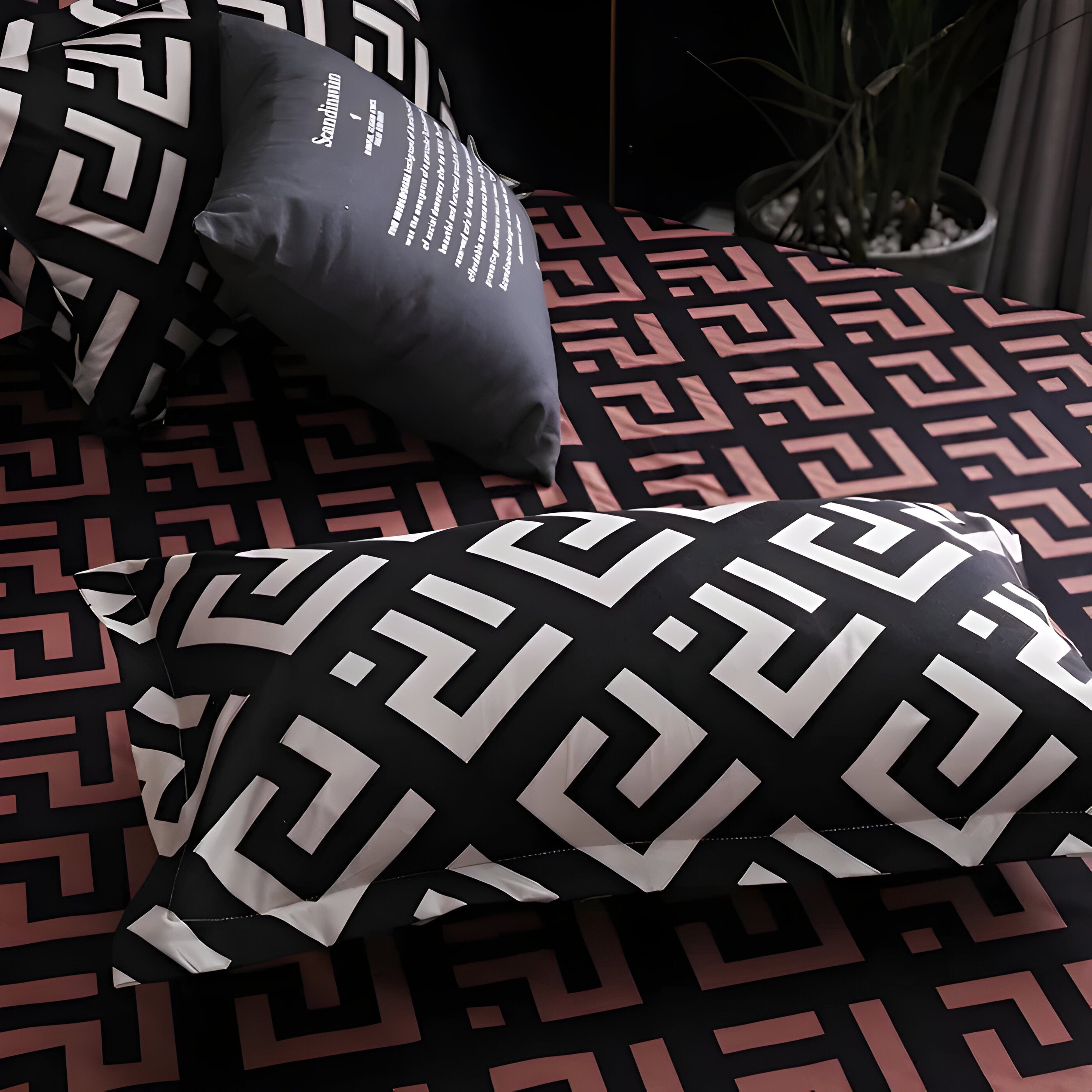 BlackBliss - Modernes Schwarzes Bettbezugs-Set