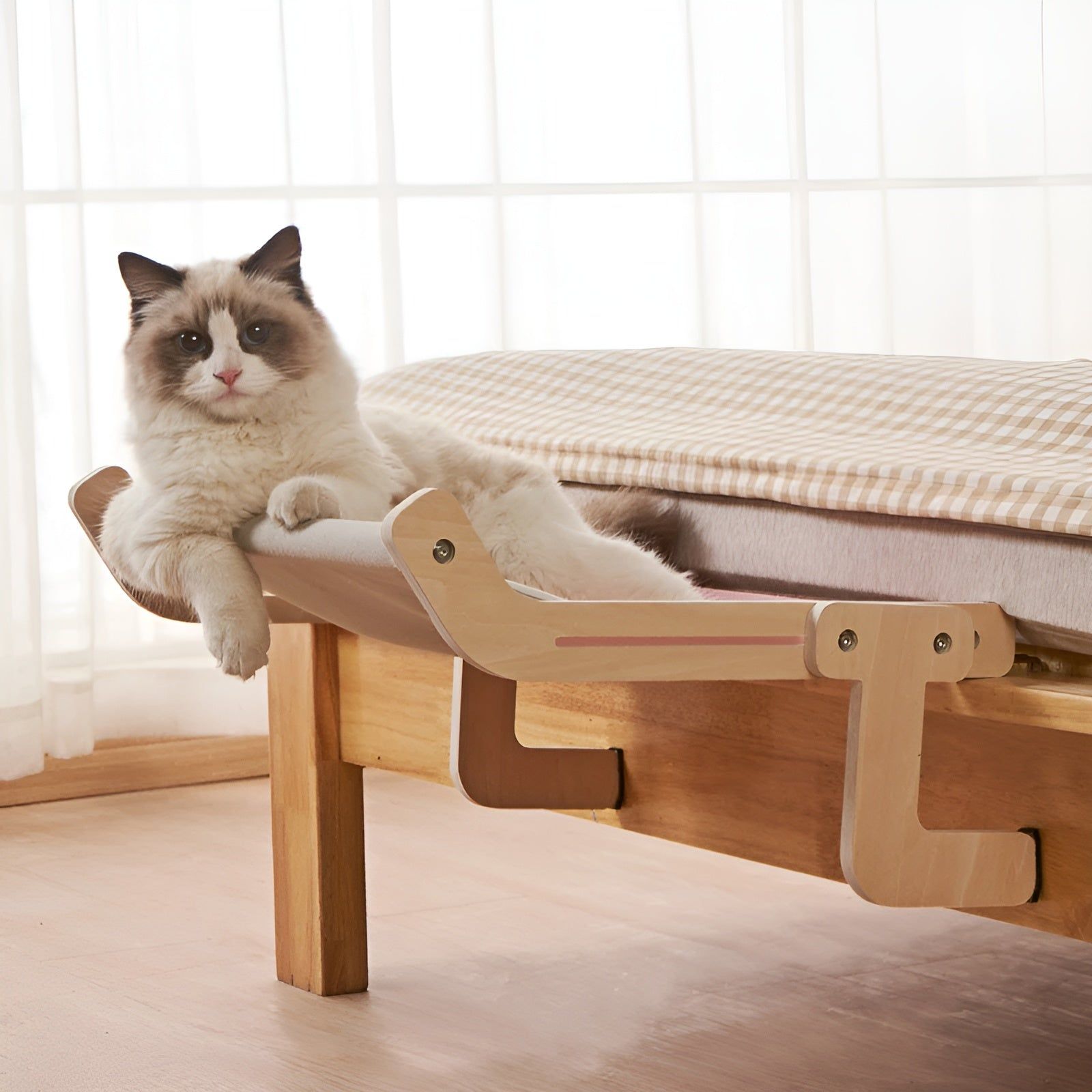 PurrLounge Hammock - Elegante Hölzerne Hängematte Bett für Katzen - Elegare