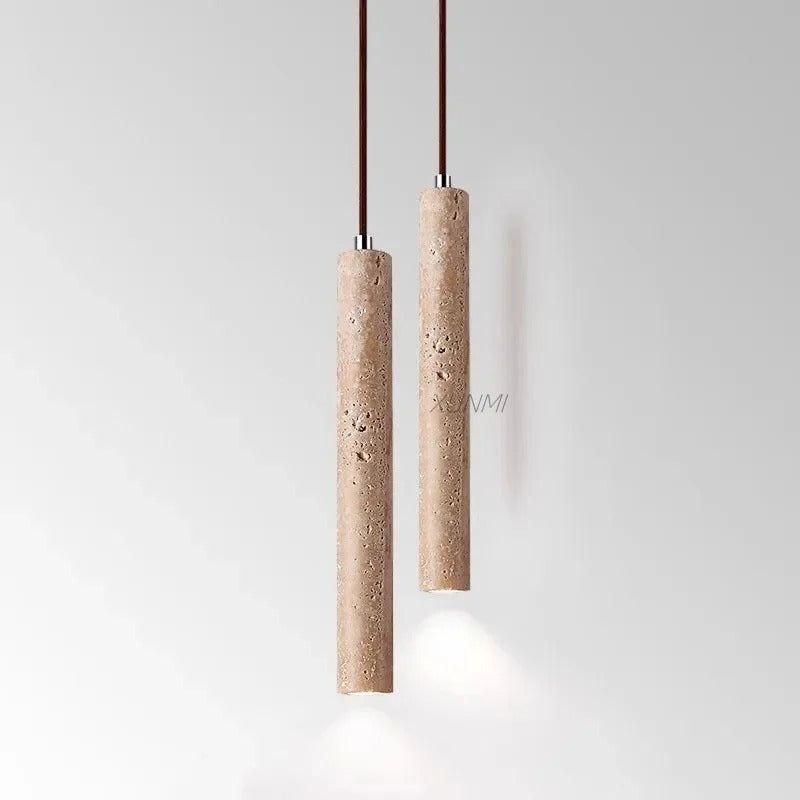 Radiance - Minimalistische Langlinien Travertin Wabi-Sabi Stil LED Kronleuchter Lichter - 1 Kopf / 3000K Warmes Licht
